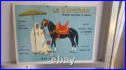 PLV PUB ORIENTALISTE RARE ONGUENT POUR CHEVAUX SIGNEE MATET vers 1925 40x30cm
