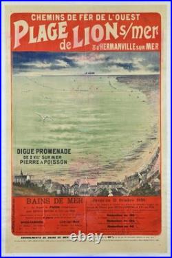 POSTER AFFICHE Lion Sur Mer Plage