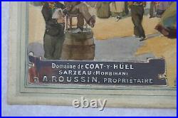 PROJET affiche ORIGINAL ancien signé FINE de RHUYS COAT-Y-HÛEL SARZEAU Bretagne