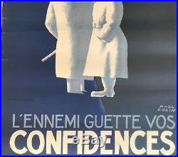 Paul Colin Affiche Ancienne Litho Silence Propagande 39/45 Vintage Poster