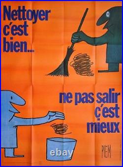 Piem (1977) PROPRETE DE PARIS Affiche Originale 120 x 160 cm
