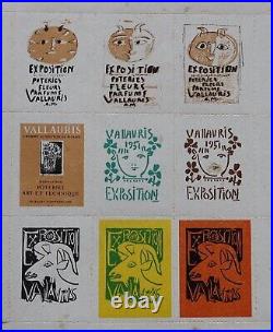 Planche originale complète étiquette Expositions PICASSO Vallauris 1948 1958
