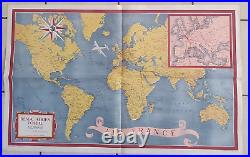 Planisphère Affiche originale de 1948 LITHO PERCEVAL PARIS 63 x 100 cm BE