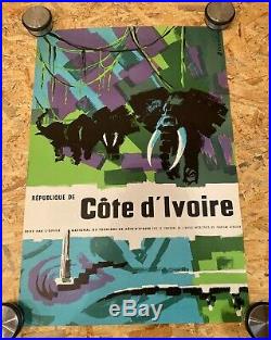 Poster Original République de Côté d'Ivoire Signée Dessirier 1970 Retro