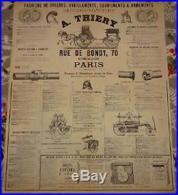 Publicité affiche A Thiery 1870 fabrique casques habillements sapeurs pompiers