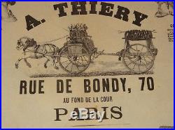 Publicité affiche A Thiery 1870 fabrique casques habillements sapeurs pompiers