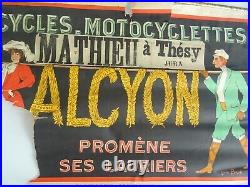 Publicité affiche ancienne CYCLES MOTOCYCLETTES ALCYON art populaire vélo