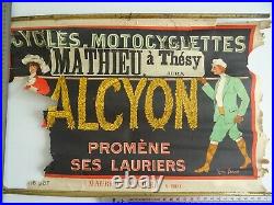 Publicité affiche ancienne CYCLES MOTOCYCLETTES ALCYON art populaire vélo