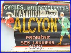 Publicité affiche ancienne CYCLES MOTOCYCLETTES ALCYON art populaire vélo