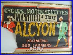 Publicité affiche ancienne CYCLES MOTOCYCLETTES ALCYON art populaire vélo