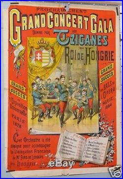 R61 Affiche Ancienne Grand Concert Gala Les Tziganes Du Roi De Hongrie / Hungary