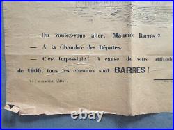 RARE AFFICHE ANCIENNE Ecrivain MAURICE BARRÈS Elections 1896 Exposition 1900