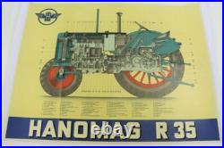 RARE AFFICHE ANCIENNE TRACTEUR AGRICOLE HANOMAG R 35 1950 57 lanz massey porsche