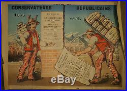 RARE AFFICHE Originale Lithographie Politique Conservateurs Républicain 1885 XIX