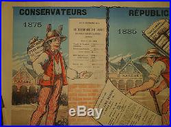 RARE AFFICHE Originale Lithographie Politique Conservateurs Républicain 1885 XIX