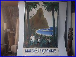 RARE ANCIENNE GRANDE AFFICHE SIGNEE VILLEMOT 1947 MARINE NATIONALE