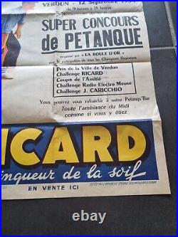 RARE Ancienne Affiche Original De 1954 Concours De Petanque Boules Ricard