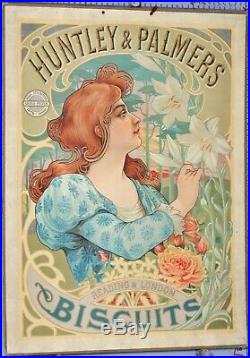 RARE CARTON PUBLICITAIRE HUNTLEY PALMERS BISCUITS circa 1890-1900