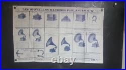 RARE DEPLIANT / AFFICHE POUR MACHINES PARLANTES grammophones VERS 1910