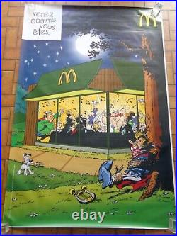RARE GIANT FRENCH POSTER Mc Donald's Asterix Obelix Mac Do Affiche publicitaire
