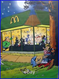 RARE GIANT FRENCH POSTER Mc Donald's Asterix Obelix Mac Do Affiche publicitaire