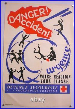 Rabier French Red Cross Devenez Secouriste Lithographie Originale 1953