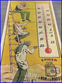 Rare 3.18 x 1.21 m Ancienne Affiche Publicitaire RIPOLIN Vavasseur thermomètre