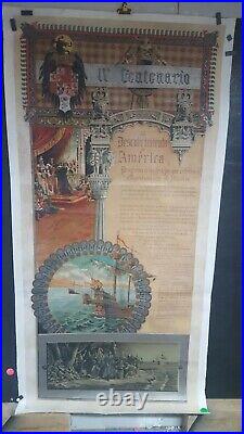 Rare Affiche 400e Anniversaire De La Decouverte De L'amerique Christophe Colomb