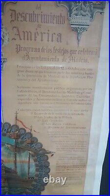 Rare Affiche 400e Anniversaire De La Decouverte De L'amerique Christophe Colomb