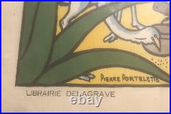 Rare Affiche Ancienne Datée 1938 Afrique Portelette Delagrave Colonies Art Déco