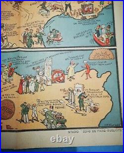 Rare Affiche BISCUITS PERNOT Carte Du Tour De France Algérie Illustrée PINCHON