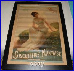 Rare Affiche Biscuiterie Nantaise Bn 1902 Edouard Bisson Chromolithographique