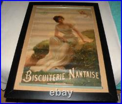 Rare Affiche Biscuiterie Nantaise Bn 1902 Edouard Bisson Chromolithographique