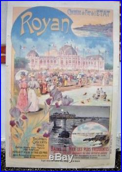 Rare Affiche Chemins de Fer de l' Etat ROYAN Charente Maritime Années 1900