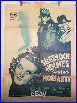 Rare Affiche Cinéma Originale 1938 Sherlock Holmes Contre Moriarty