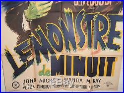 Rare Affiche Cinéma Originale / Film Noir 1942 Le Monstre De Minuit Bela Lugosi