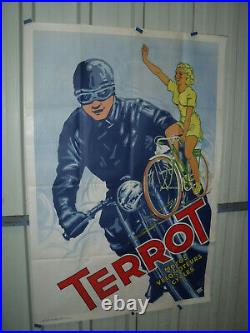 Rare Affiche Originale Moto Cycles Terrot 120x80 Gaillard Paris Jamais Posee