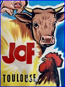 Rare Affiche Publicité pour alimentation animaux JOF CARRERE entoilée dg RABIER