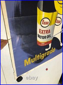 Rare Affiche ancienne Esso extra huile bidon garage Argentine
