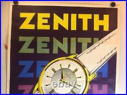 Rare Affiche ancienne montre Zenith Suisse annees 50