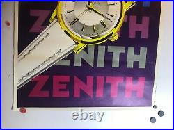Rare Affiche ancienne montre Zenith Suisse annees 50