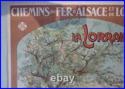 Rare Affiche ancienne originale chemin de fer Alsace Lorraine La Lorraine