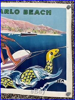 Rare Affiche poster ancien Sem Monte Carlo Beach Le Paradis Retrouvé 1930 MONACO