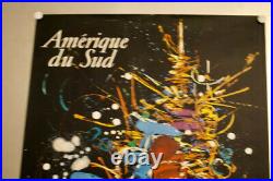 Rare Affiche poster plakat Air France G. Mathieu S. T. O Amérique du Sud 1967 Engl