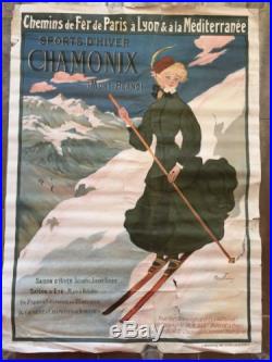 Rare Ancienne Affiche 1905 Chamonix PLM Abel FAIVRE J Barreau Chemins De Fer