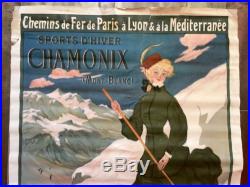 Rare Ancienne Affiche 1905 Chamonix PLM Abel FAIVRE J Barreau Chemins De Fer