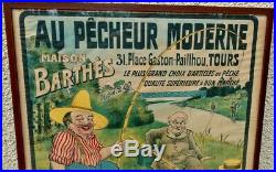 Rare Ancienne Affiche Au Pêcheur Moderne Tours