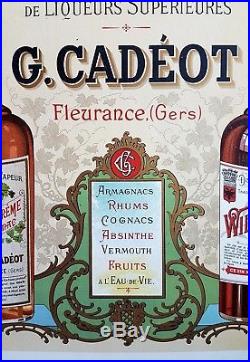 Rare Ancienne Affiche Lithographiee Distillerie Cadeot Liqueurs Absinthe Du Gers