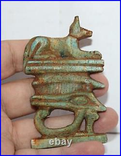 Rare Antique Anubis Horus Protection des Yeux Amulette Mythologie Égyptienne