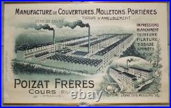 Rare Et Ancienne Affiche Manufacture Poizat Freres Cours Rhone Matelas Filature